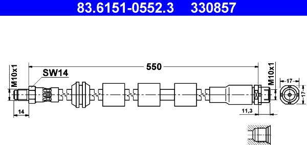 ATE 83.6151-0552.3 - Гальмівний шланг avtolavka.club