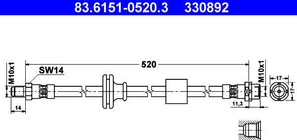 ATE 83.6151-0520.3 - Гальмівний шланг avtolavka.club