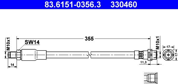 ATE 83.6151-0356.3 - Гальмівний шланг avtolavka.club