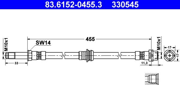 ATE 83.6152-0455.3 - Гальмівний шланг avtolavka.club