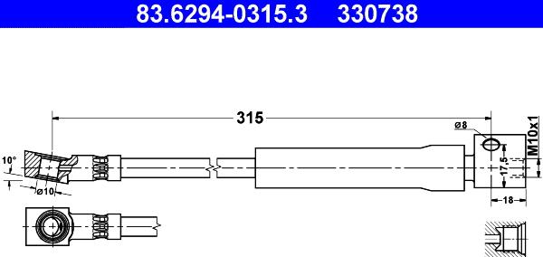 ATE 83.6294-0315.3 - Гальмівний шланг avtolavka.club