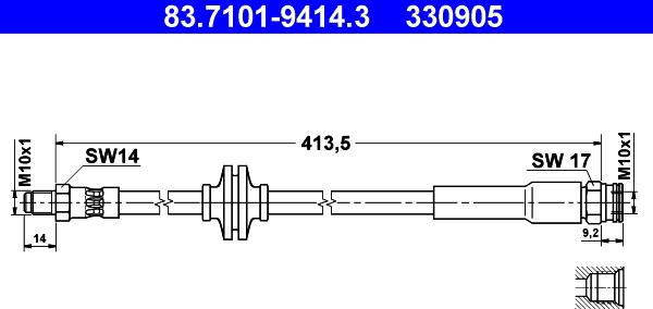 ATE 83.7101-9414.3 - Гальмівний шланг avtolavka.club