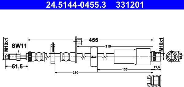 ATE 24.5144-0455.3 - Гальмівний шланг avtolavka.club