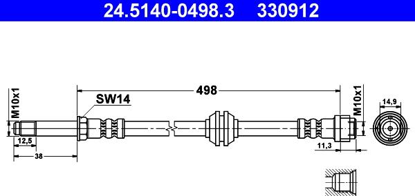 ATE 24.5140-0498.3 - Гальмівний шланг avtolavka.club