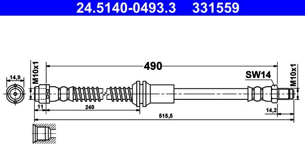 ATE 24.5140-0493.3 - Гальмівний шланг avtolavka.club