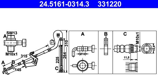 ATE 24.5161-0314.3 - Гальмівний шланг avtolavka.club