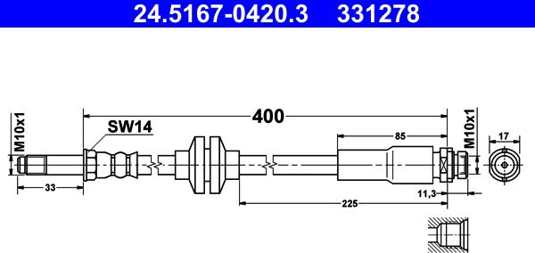 ATE 24.5167-0420.3 - Гальмівний шланг avtolavka.club