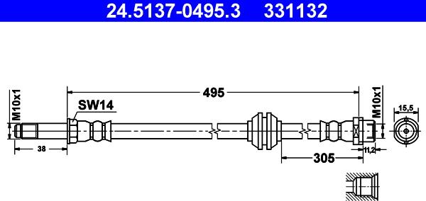 ATE 24.5137-0495.3 - Гальмівний шланг avtolavka.club