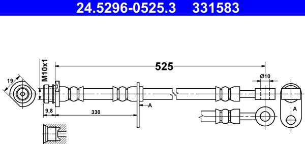 ATE 24.5296-0525.3 - Гальмівний шланг avtolavka.club