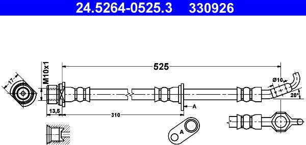 ATE 24.5264-0525.3 - Гальмівний шланг avtolavka.club