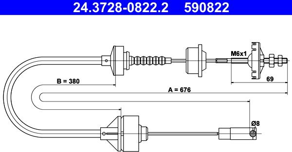 ATE 24.3728-0822.2 - Трос, управління зчепленням avtolavka.club