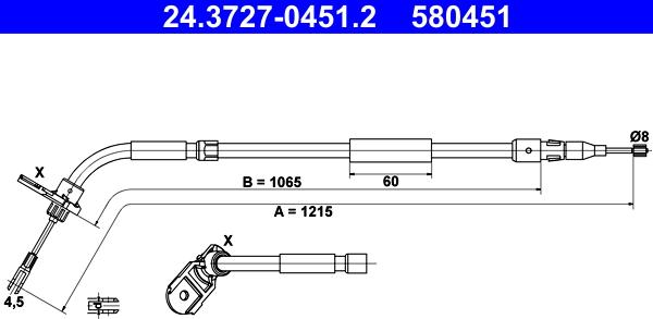 ATE 24.3727-0451.2 - Трос, гальмівна система avtolavka.club