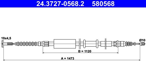 ATE 24.3727-0568.2 - Трос, гальмівна система avtolavka.club