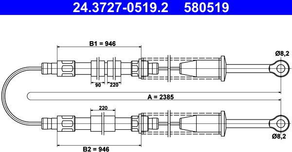 ATE 24.3727-0519.2 - Трос, гальмівна система avtolavka.club