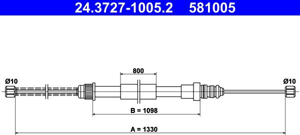 ATE 24.3727-1005.2 - Трос, гальмівна система avtolavka.club