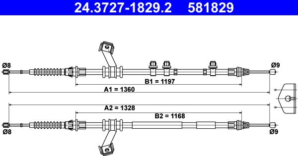 ATE 24.3727-1829.2 - Трос, гальмівна система avtolavka.club