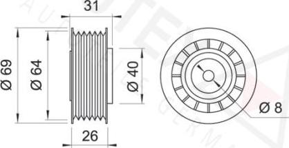 Autex 641680 - Паразитний / провідний ролик, поліклиновий ремінь avtolavka.club