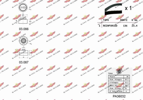 Autokit 04.5087PA - Водяний насос + комплект зубчатого ременя avtolavka.club