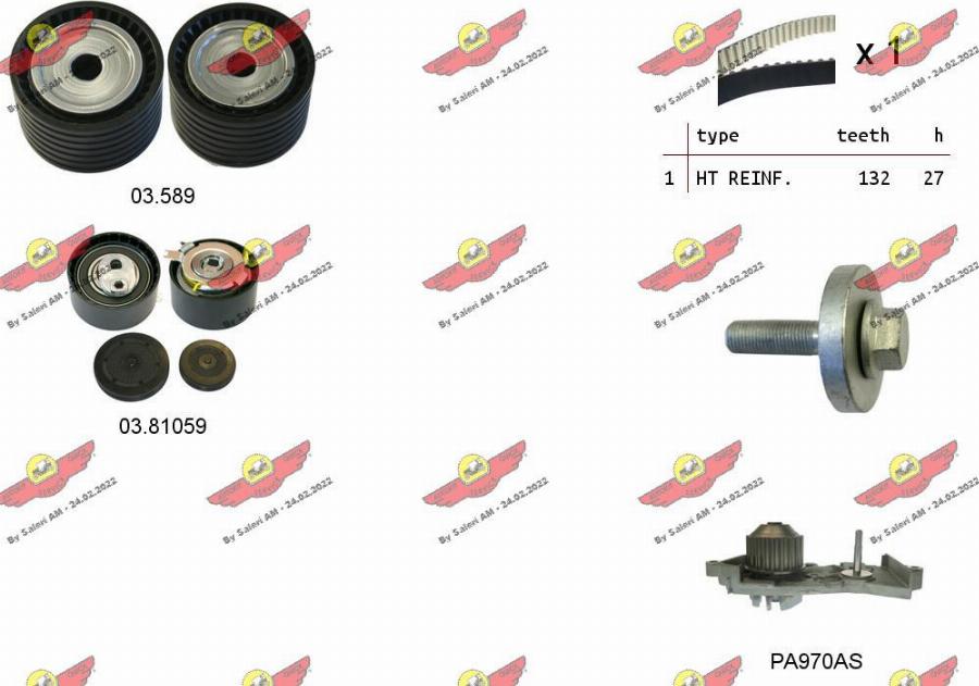 Autokit 04.5278PA - Водяний насос + комплект зубчатого ременя avtolavka.club