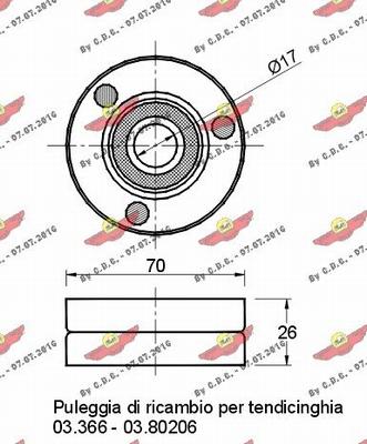 Autokit 03.366R - Паразитний / провідний ролик, поліклиновий ремінь avtolavka.club