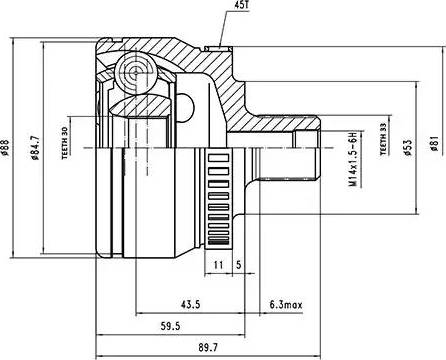 Aywiparts AW1510013A - Шарнірний комплект, ШРУС, приводний вал avtolavka.club