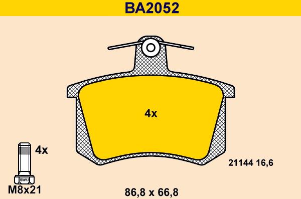 Barum BA2052 - Гальмівні колодки, дискові гальма avtolavka.club