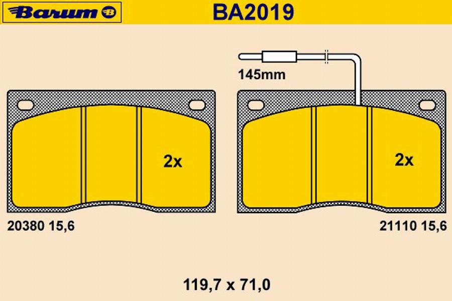 Barum BA2019 - Гальмівні колодки, дискові гальма avtolavka.club