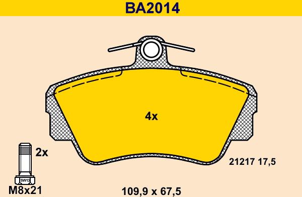 Barum BA2014 - Гальмівні колодки, дискові гальма avtolavka.club