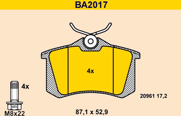 Barum BA2017 - Гальмівні колодки, дискові гальма avtolavka.club