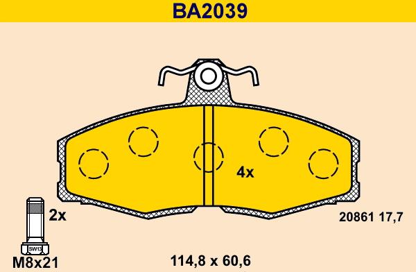 Barum BA2039 - Гальмівні колодки, дискові гальма avtolavka.club