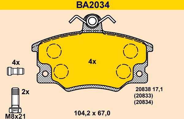 Barum BA2034 - Гальмівні колодки, дискові гальма avtolavka.club