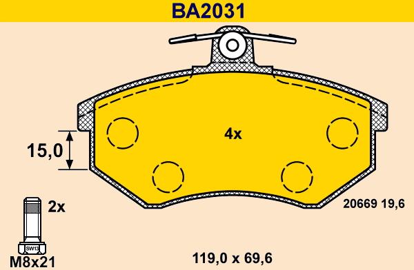 Barum BA2031 - Гальмівні колодки, дискові гальма avtolavka.club