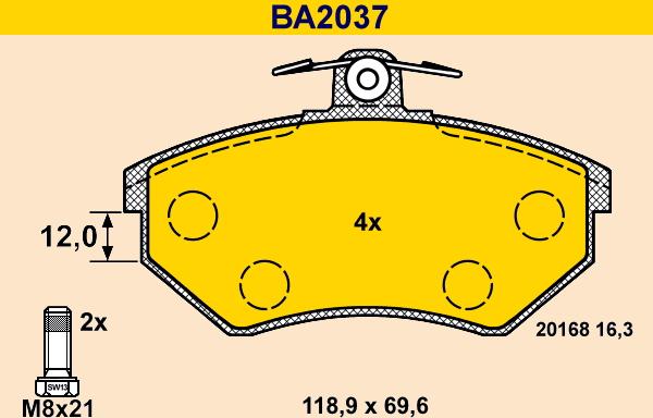 Barum BA2037 - Гальмівні колодки, дискові гальма avtolavka.club