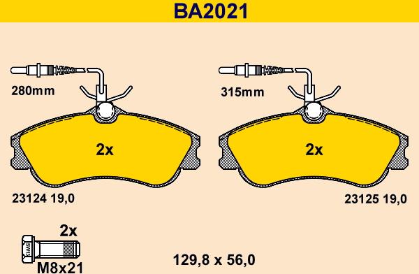 Barum BA2021 - Гальмівні колодки, дискові гальма avtolavka.club