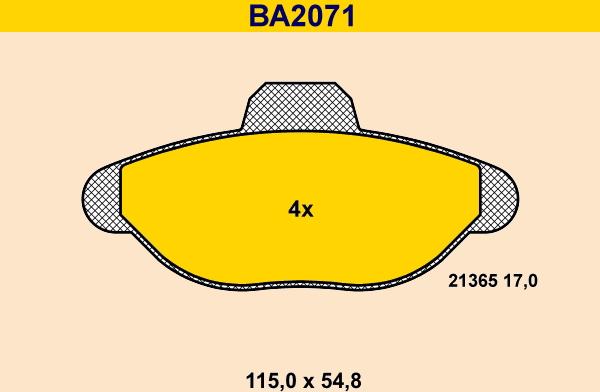 Barum BA2071 - Гальмівні колодки, дискові гальма avtolavka.club