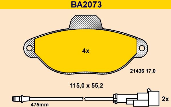 Barum BA2073 - Гальмівні колодки, дискові гальма avtolavka.club