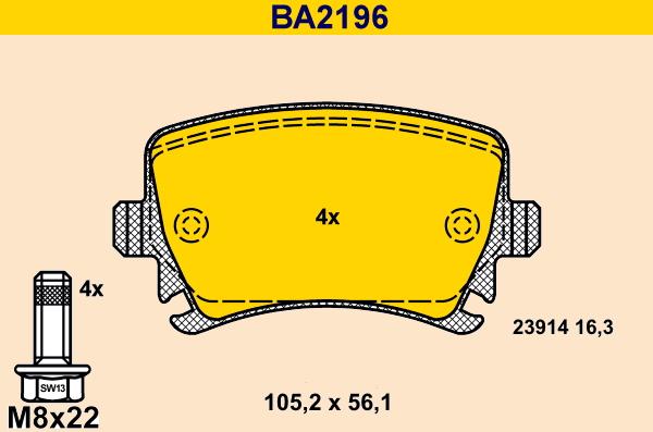 Barum BA2196 - Гальмівні колодки, дискові гальма avtolavka.club