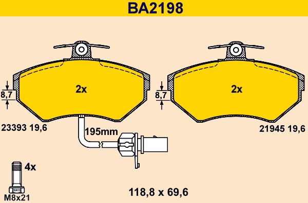 Barum BA2198 - Гальмівні колодки, дискові гальма avtolavka.club