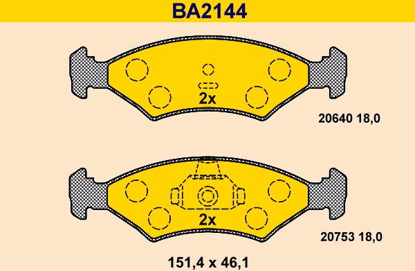 Barum BA2144 - Гальмівні колодки, дискові гальма avtolavka.club