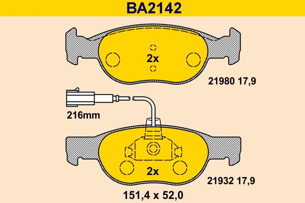 Barum BA2142 - Гальмівні колодки, дискові гальма avtolavka.club