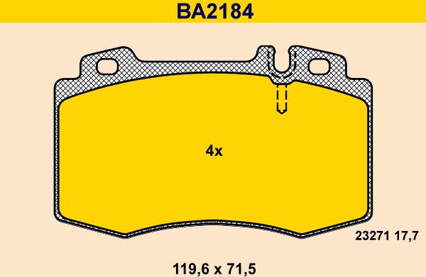 Barum BA2184 - Гальмівні колодки, дискові гальма avtolavka.club