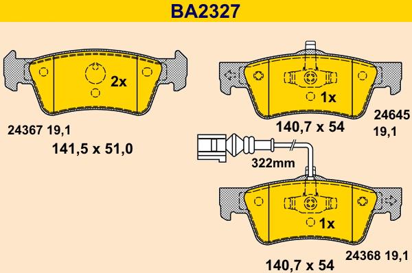 Barum BA2327 - Гальмівні колодки, дискові гальма avtolavka.club