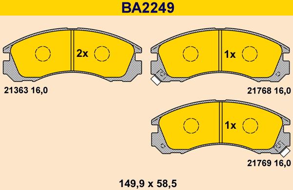 Barum BA2249 - Гальмівні колодки, дискові гальма avtolavka.club