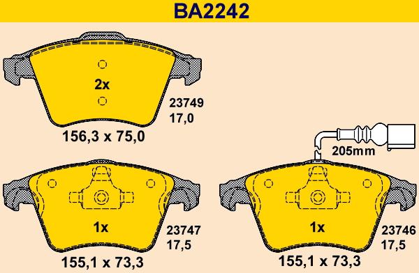 Barum BA2242 - Гальмівні колодки, дискові гальма avtolavka.club