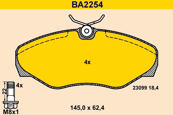 Barum BA2254 - Гальмівні колодки, дискові гальма avtolavka.club