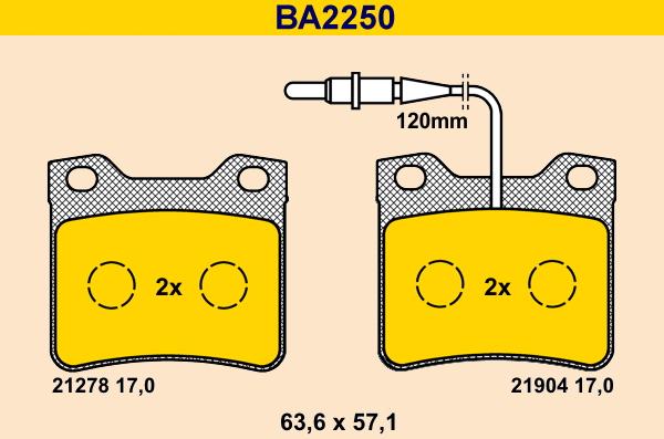 Barum BA2250 - Гальмівні колодки, дискові гальма avtolavka.club