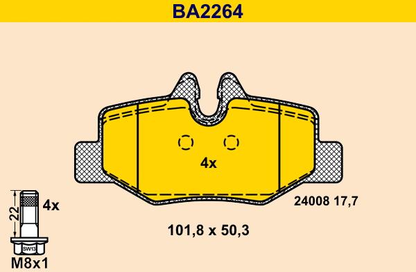 Barum BA2264 - Гальмівні колодки, дискові гальма avtolavka.club