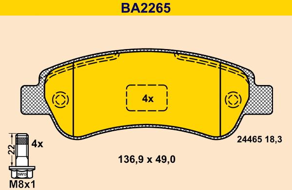 Barum BA2265 - Гальмівні колодки, дискові гальма avtolavka.club