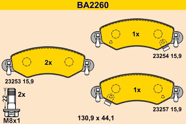 Barum BA2260 - Гальмівні колодки, дискові гальма avtolavka.club