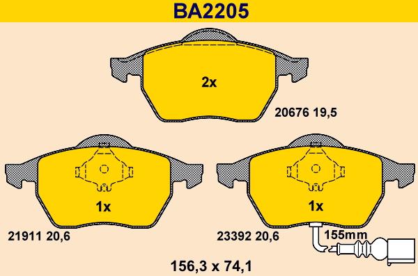 Barum BA2205 - Гальмівні колодки, дискові гальма avtolavka.club